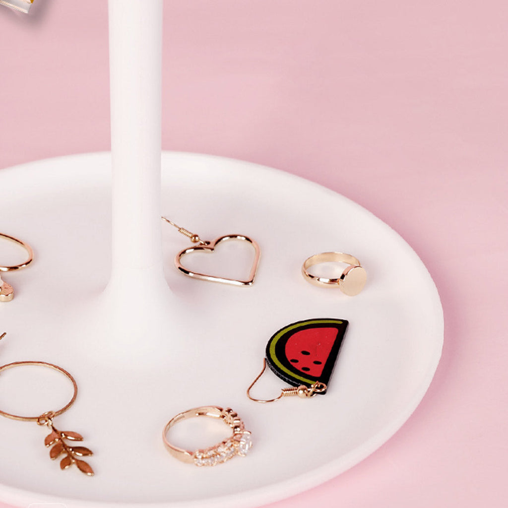 SOGA 360 Degree Rotating Makeup Organiser Cosmetics Holder with 20cm White Rechargeable LED Light  Tabletop Vanity Mirror Set