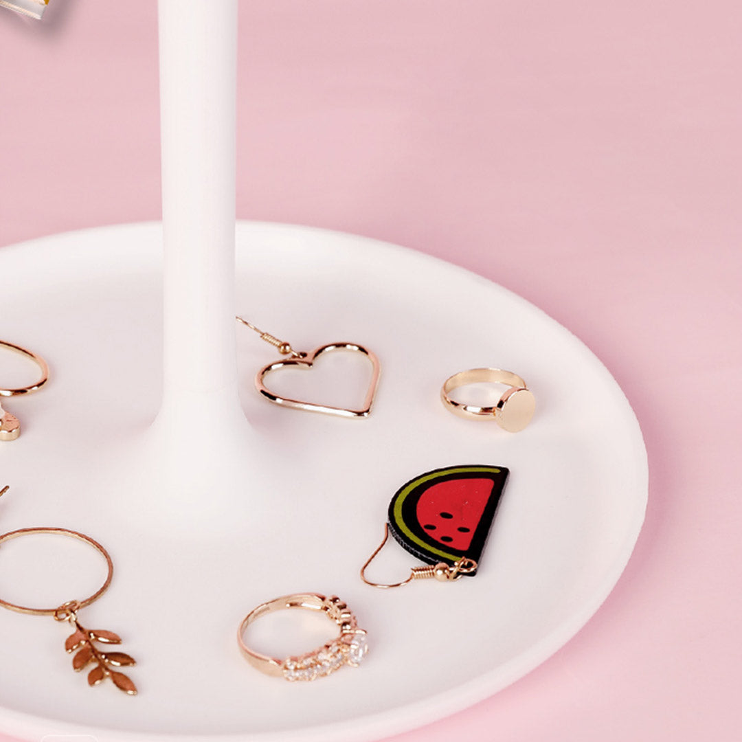 SOGA 360 Degree Rotating Makeup Organiser Cosmetics Holder with 20cm White Rechargeable LED Light  Tabletop Vanity Mirror Set