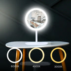 SOGA 2X 26cm White Round Smart LED Makeup Bedroom Table Vanity Mirror Tricolor