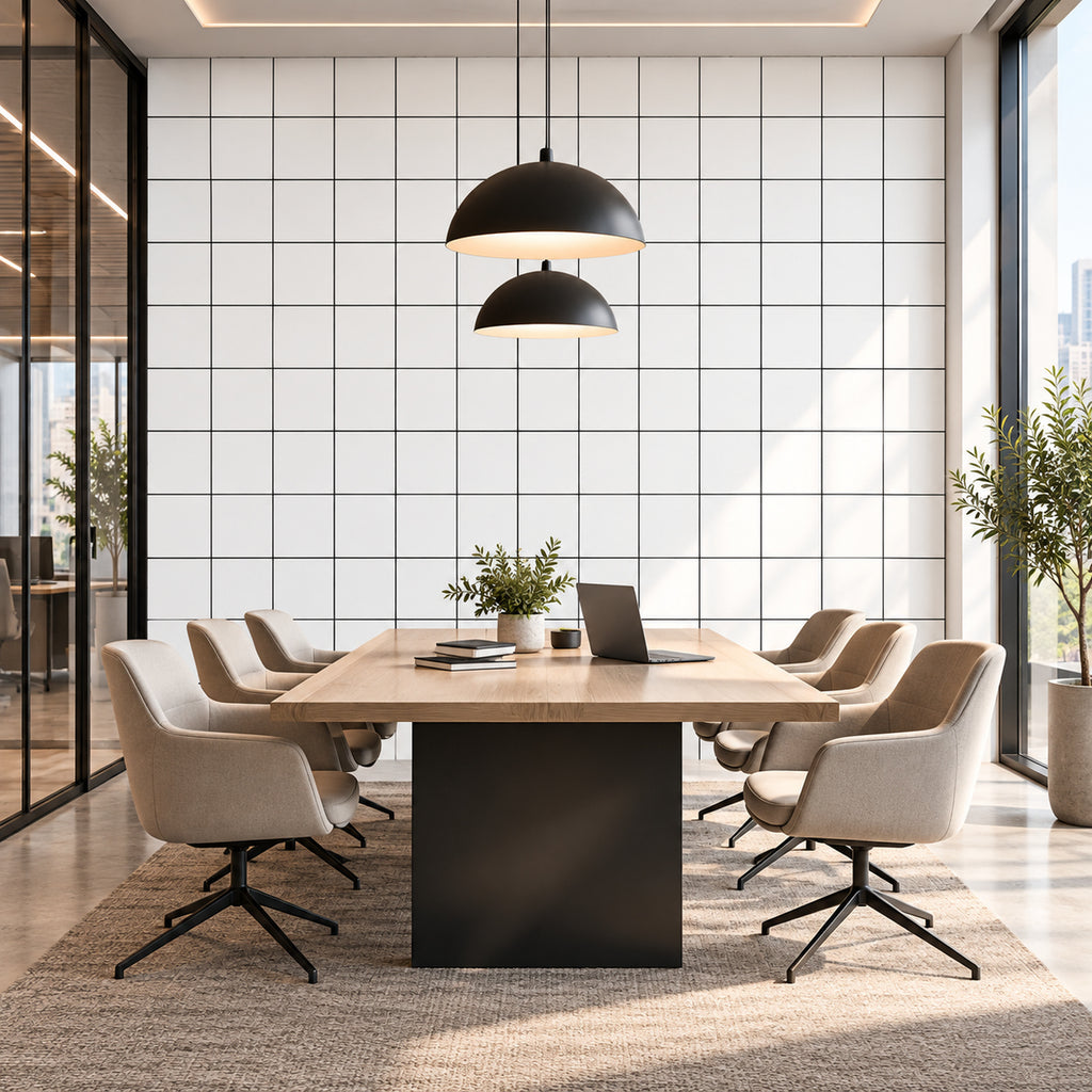 SOGA Peel & Stick Floor and Wall Tiles 30 x 60cm 10 Pack White Grid Tile Look