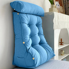 SOGA 45cm Blue Triangular Wedge Lumbar Pillow Headboard Backrest Sofa Bed Cushion Home Decor
