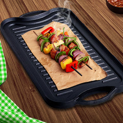 SOGA 50.8cm Cast Iron Ridged Griddle Hot Plate Grill Pan BBQ Stovetop