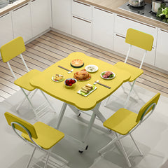 SOGA Yellow Minimalist Cat Ear Folding Table Indoor Outdoor Portable Stall Desk Home Decor
