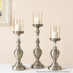 SOGA 37.4cm Glass Candlestick Candle Holder Stand Pillar Glass/Iron Metal