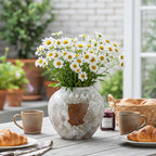 SOGA 21x22cm Gradient White Small Ceramic Flower Vase Elegant Living Room Home Decor