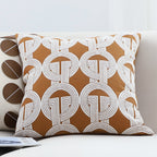 SOGA 2X 50cm Throw Pillow Brown Circular Chain Jacquard  Decorative Square for Home Decor