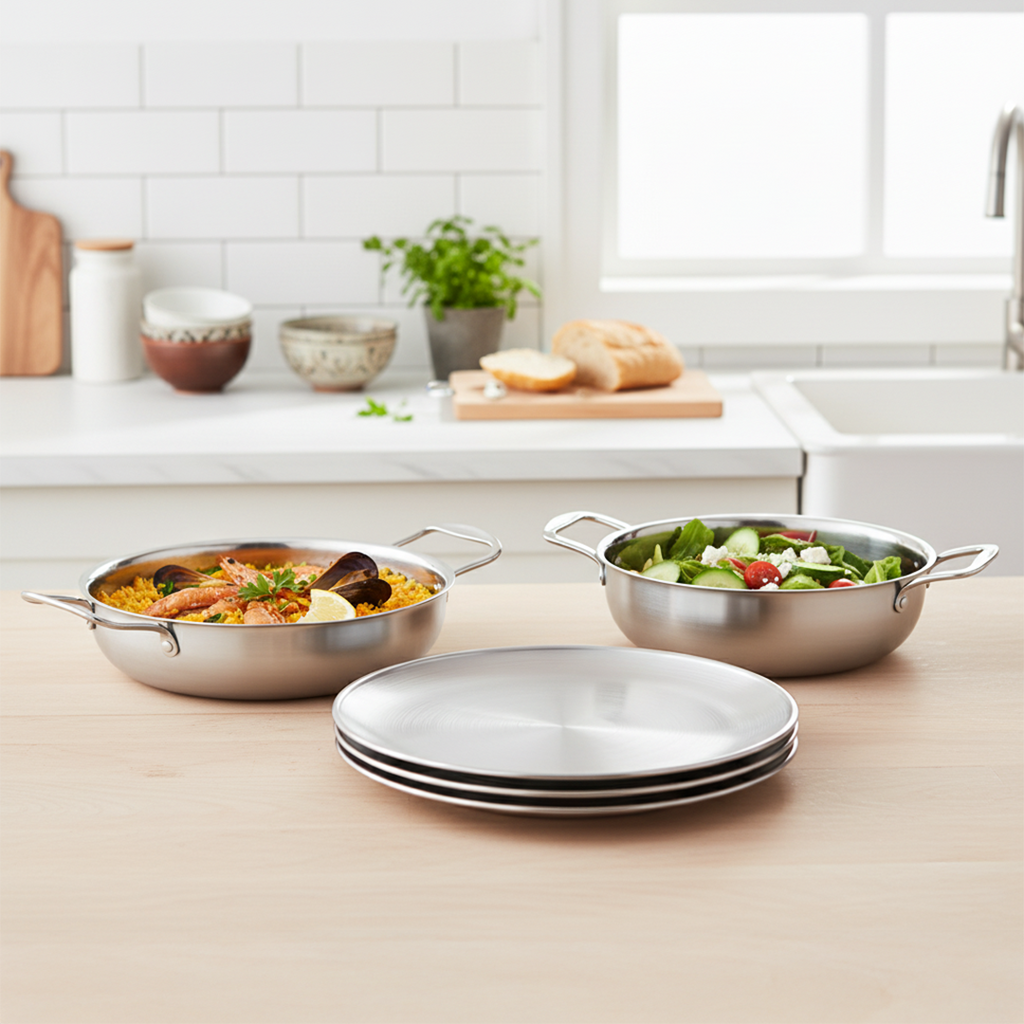 SOGA Kitchenware Bundle – Silver Dry Pots & Grilling Plate for Durable Kitchen Essentials