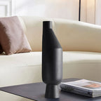 SOGA 14x52cm Ornament Black Minimalist Vases with Narrow Neck Rounded Body for Modern Home Decor