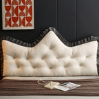 SOGA 150cm Crown Pillow Tufted Cream Headboard Cushion for Bed