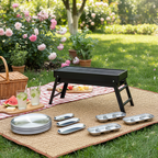 SOGA Kitchenware Bundle – Portable Charcoal Grill, Silver Grilling Plate, Nordic Plate & Sauce Pan $ 189