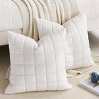 SOGA Quilted Cushion 50cm White Grid Pattern Soft Padded Decorative Throw Pillow $ 61