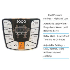 SOGA 2X Stainless Steel Electric Pressure Cooker 12L Nonstick 1600W