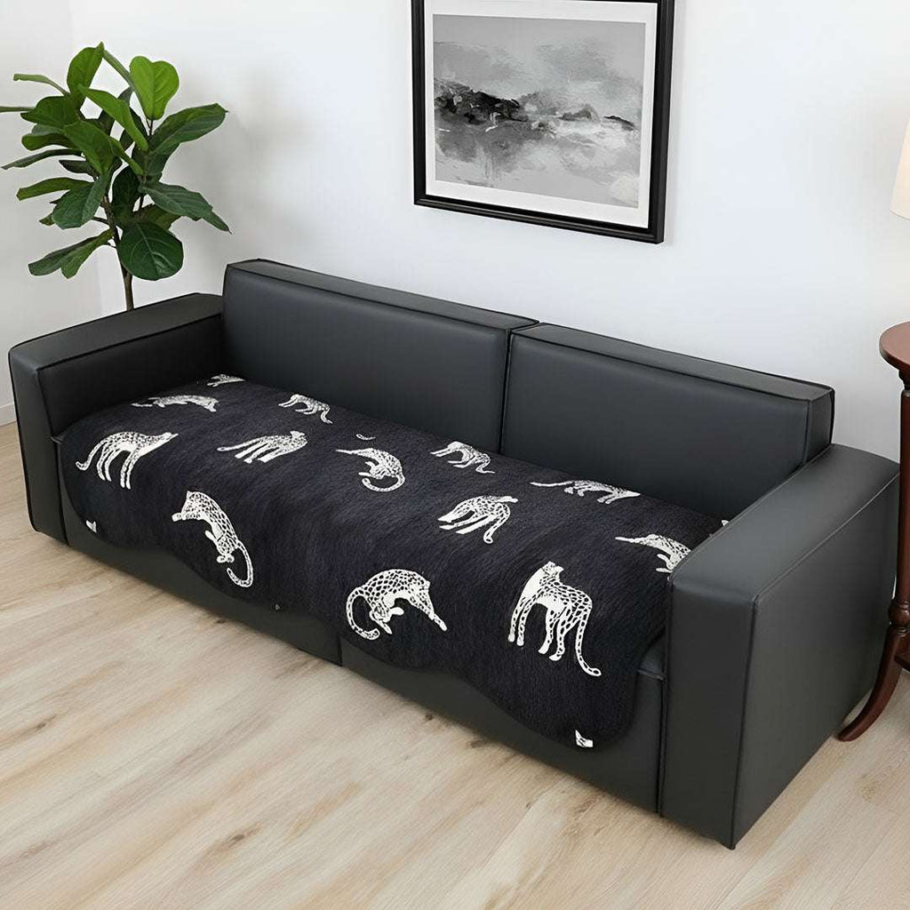 SOGA Three-Seater Black Leopard Print 90x210cm Throw Blanket Sofa Cover $ 104