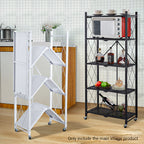 SOGA 2X 4 Tier Steel White Foldable Kitchen Cart Multi-Functional Shelves Storage Organizer with Wheels