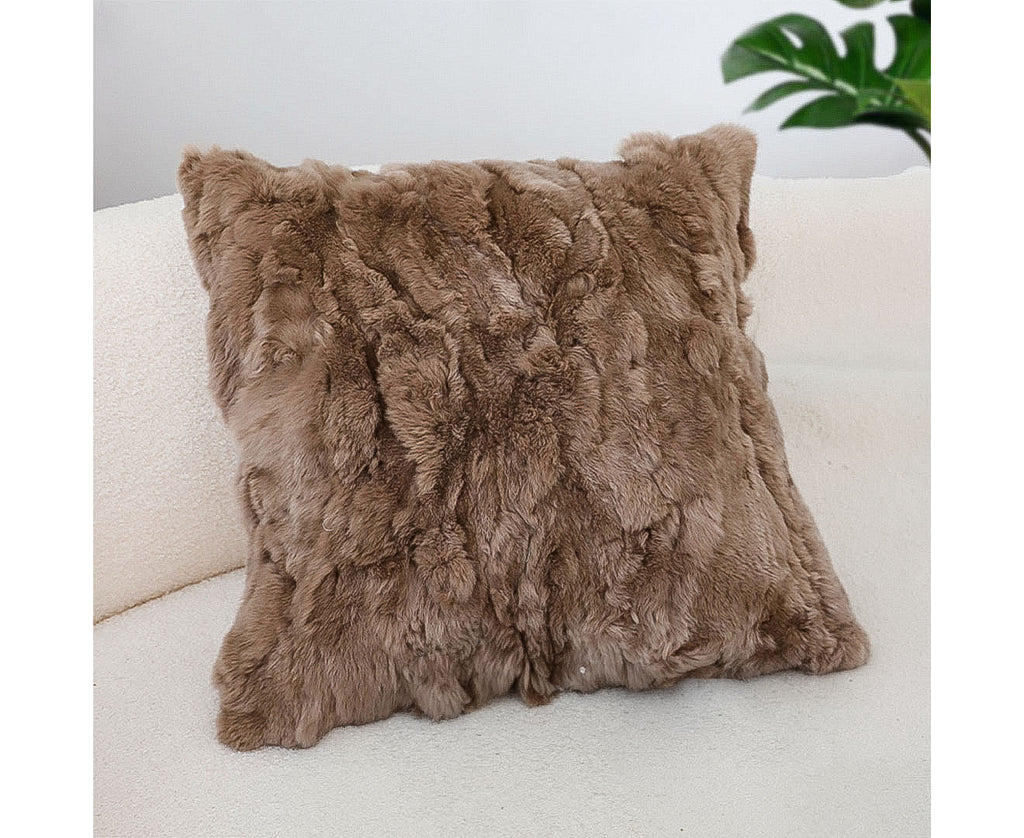 SOGA 50cm Luxurious Taupe Faux Fur Plush Textured Throw Pillow