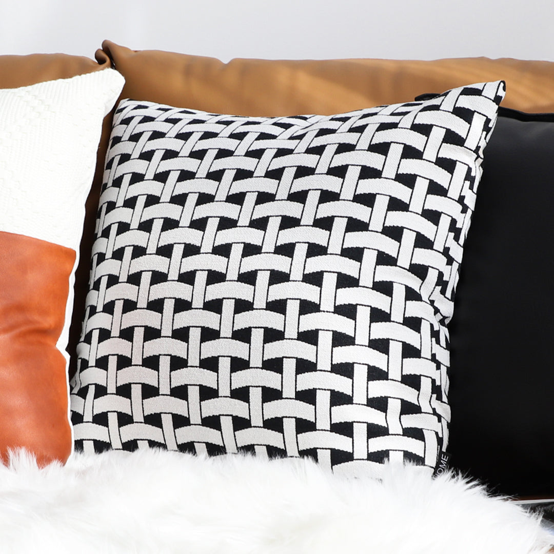 SOGA 2X 50cm Black & White Pattern Throw Pillow Thick Comfort Pro Polyester Fiber Cotton for Home Decor