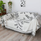 SOGA Two-seater White Sofa Cover Leaf Print 180x260cm Polyester