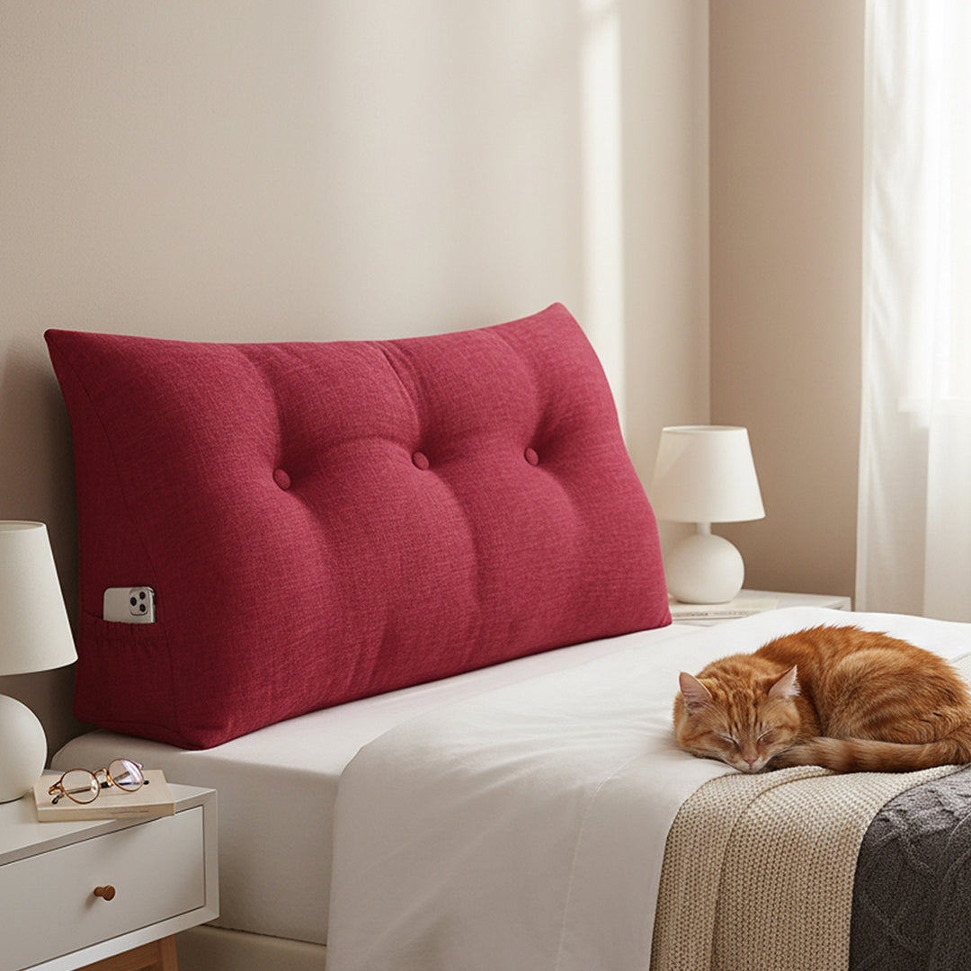 SOGA 2X 100cm Rose Red Triangular Wedge Bed Pillow Headboard Backrest Bedside Tatami Cushion Home Decor