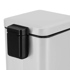 SOGA Foot Pedal Stainless Steel Rubbish Recycling Garbage Waste Trash Bin Square 12L White