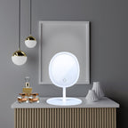 SOGA 2X 26cm White Oval Smart LED Makeup Bedroom Table Vanity Mirror Tricolor Adjustable Light