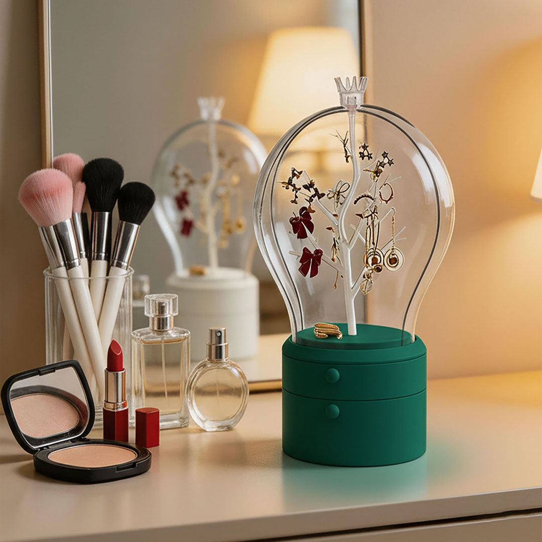 SOGA Green 360 Degree 2 Layered Jewelry Storage Box Waterproof Dustproof Accessories Organiser