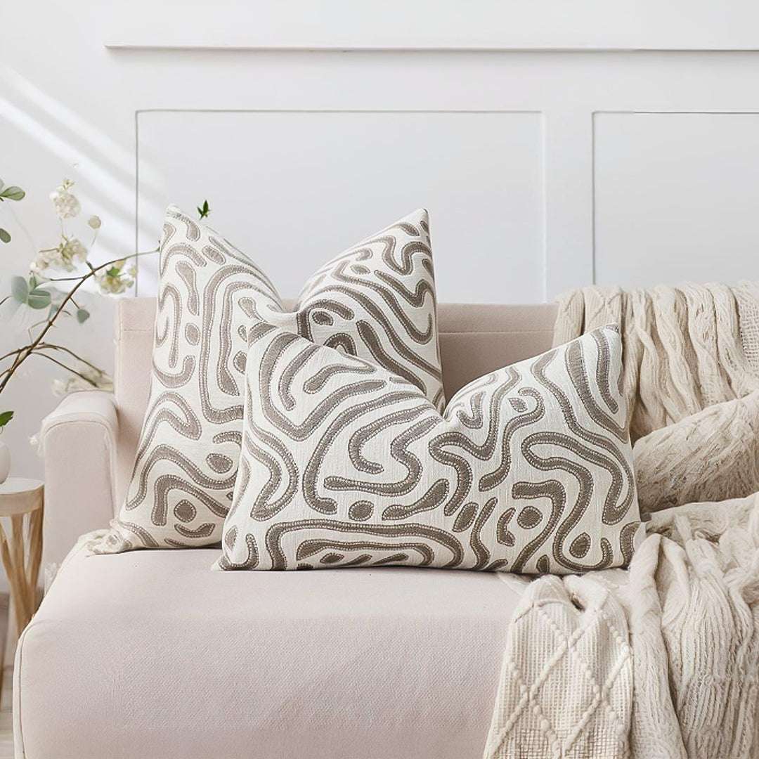 SOGA 2X 30cm Gray White Abstract Swirl Pattern Decorative Throw Pillow $ 140