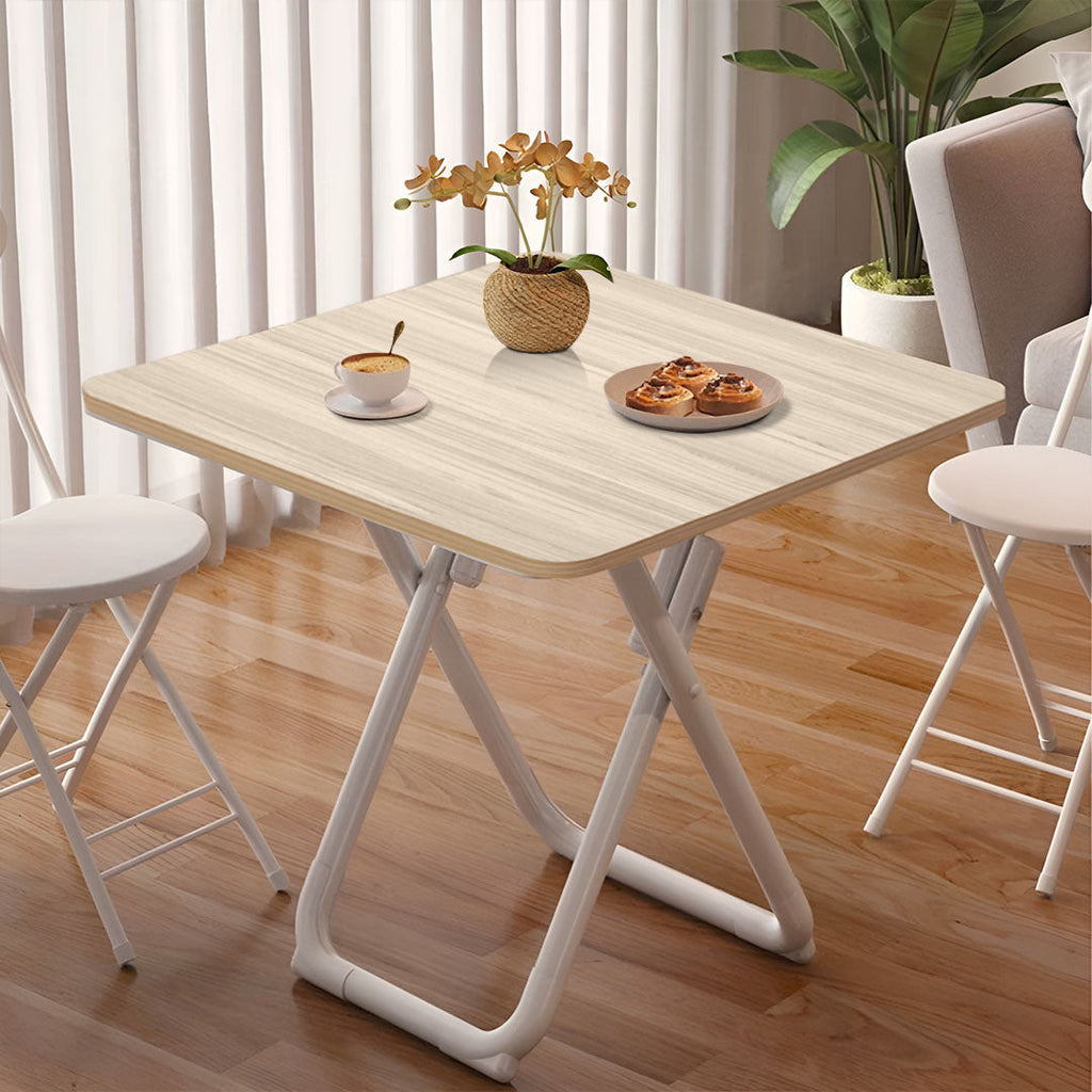 SOGA 80cm Light Square Table with White Legs Modern Design for Home Decor