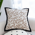 SOGA 2X 50cm Elegant Beige Scrollwork Pattern Black Trim Decorative Throw Pillow