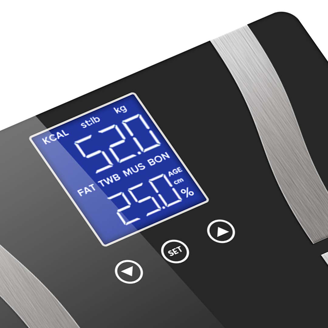 SOGA 2X Glass LCD Digital Body Fat Scale Bathroom Electronic Gym Water Weighing Scales Black/White