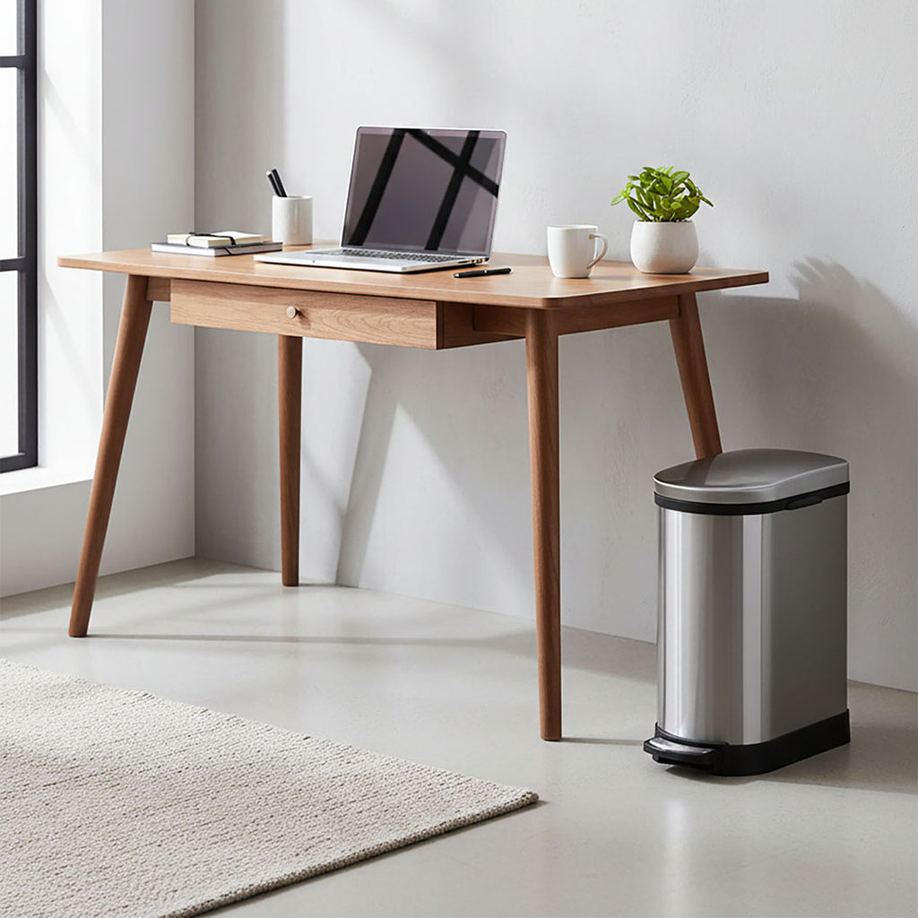 SOGA Foot Pedal Stainless Steel Rubbish Recycling Garbage Waste Trash Bin 10L U