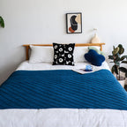 SOGA Royal 2X Blue Diamond Pattern Knitted Throw Blanket Warm Cozy Woven Cover Couch Bed Sofa Home Decor with Tassels