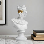 SOGA 40cm White Classical Bust Resin Sculpture with Gold Eye Mask