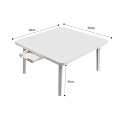 SOGA 2X White Portable Floor Table Small Square Space-Saving Mini Desk Home Decor
