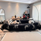 SOGA Four-seater Black Sofa Cover Leopard Print 180x420cm Polyester $ 144