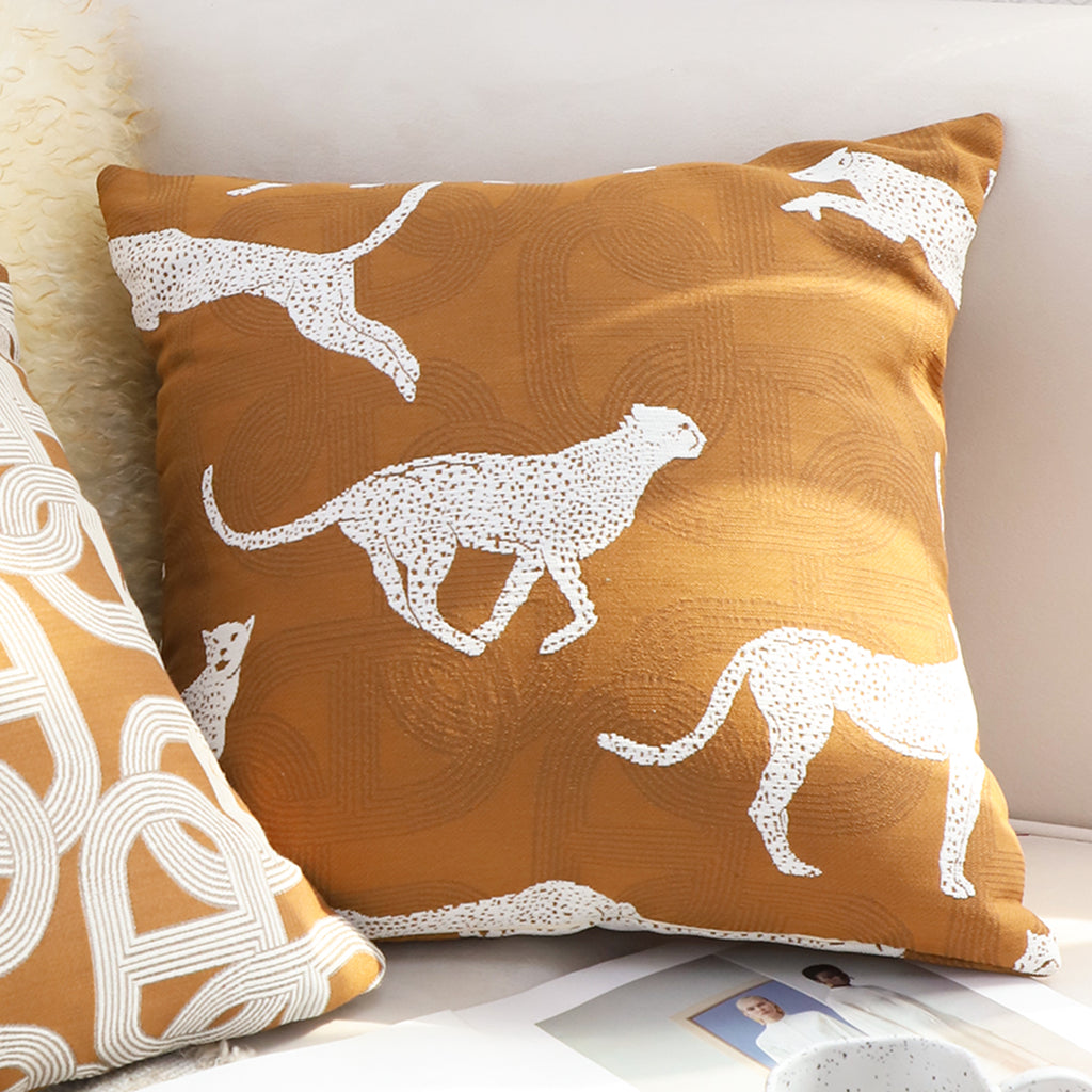 SOGA 2X 50cm Throw Pillow Brown and White Cheetah Animal Print for Home Décor