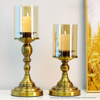 SOGA 42cm Gold Nordic Deluxe Candlestick Candle Holder Stand Pillar Glass /Iron