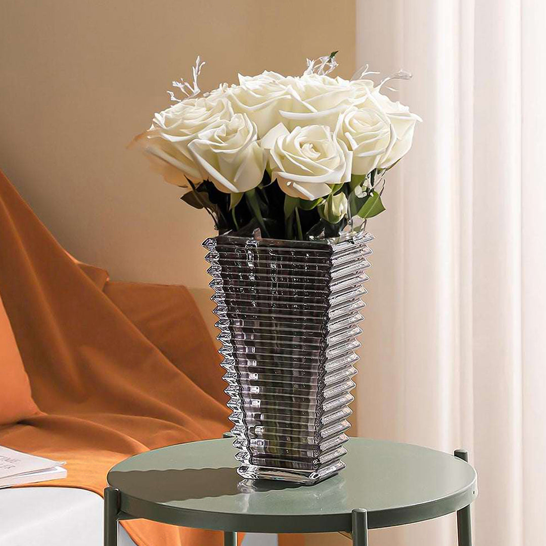 SOGA 22cm Modern Gray Ceramic Glass Vase Home Decor