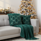 SOGA Christmas Bundle – 2 Teal Christmas Tree Pillow & Dark Green Cozy Striped Throw Blanket $ 178