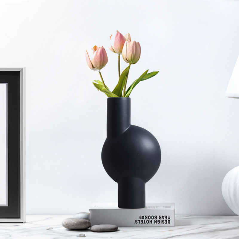 SOGA 2X 17x32cm Medium Ornament a Modern Abstract Vase Decorative Object Unique Shape with Narrow Neck for Home Decor