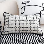 SOGA 35cm Moroccan Black Cross Pattern Black Trim Decorative Throw Pillow