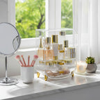 SOGA 2X 3 Tier Transparent Multifunctional Countertop Cosmetic Storage Makeup Perfume Skincare Display Stand Shelf Drawer Type Organiser