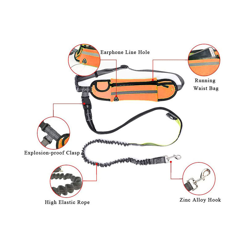 SOGA 2X Orange Adjustable Hands-Free Pet Leash Bag Dog Lead Walking Running Jogging Pet Essentials