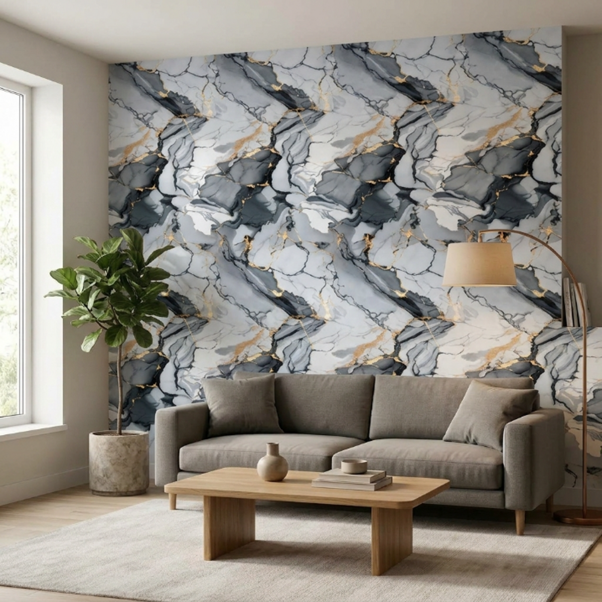 SOGA Peel & Stick Floor and Wall Tiles 30 x 60cm 10 Pack Blue Agate Faux Marble