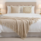 SOGA Home & Living Bundle – Chenille Tassel Pillow, Moon Cotton Pillow & Knitted Blanket