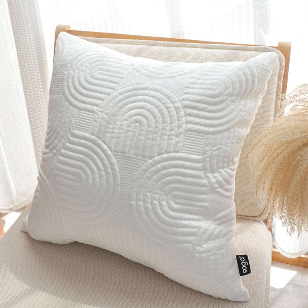 SOGA 2X 50cm White Textured Geometric Pattern Decorative Throw Pillow $ 119