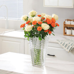 SOGA 22.5cm Handcrafted Clear Glass Vase Classic Design for Home Decor