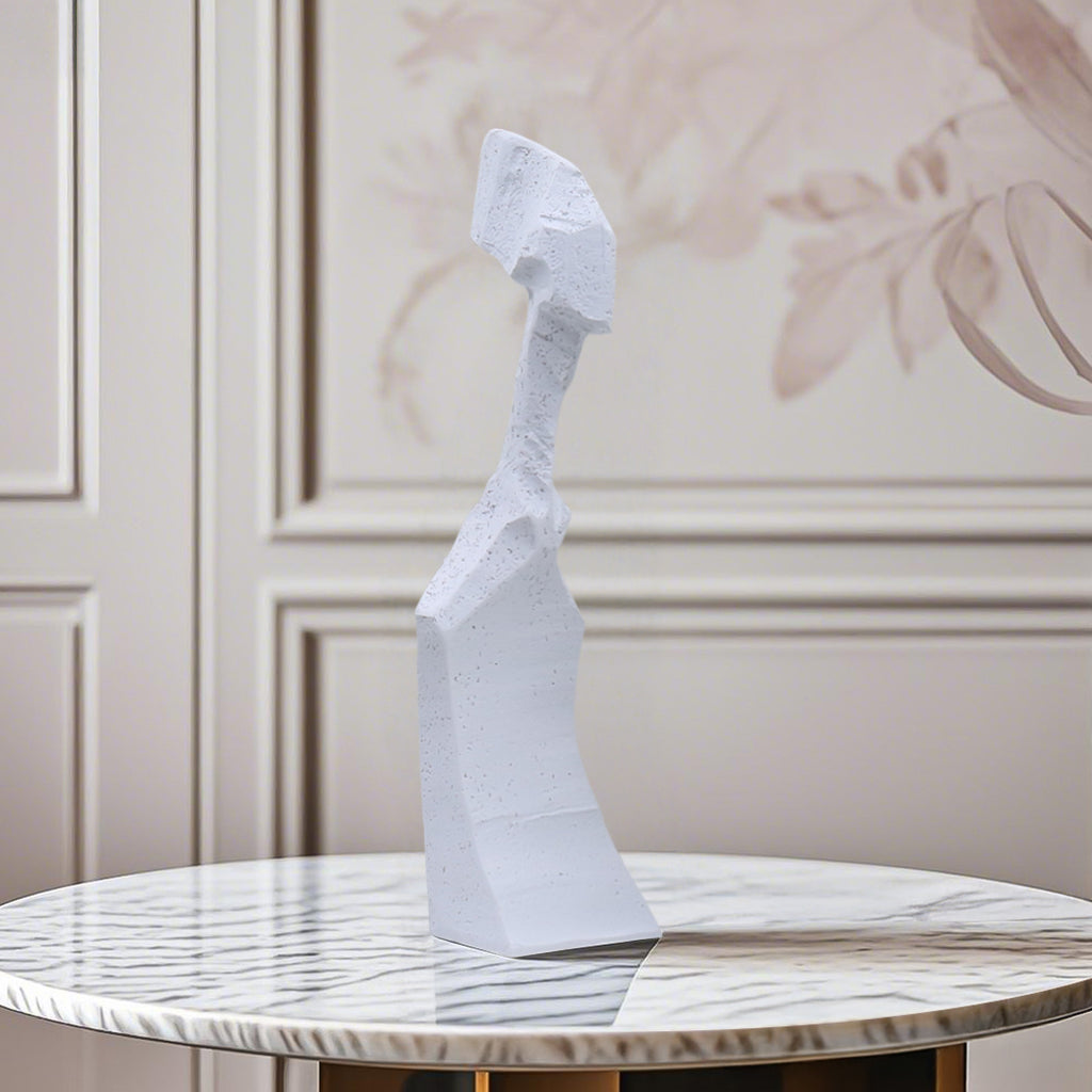 SOGA 40cm White Resin Sculpture – Minimalist Abstract Art for Decor