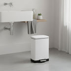 SOGA Foot Pedal Stainless Steel Rubbish Recycling Garbage Waste Trash Bin Rectangular Shape 12L White