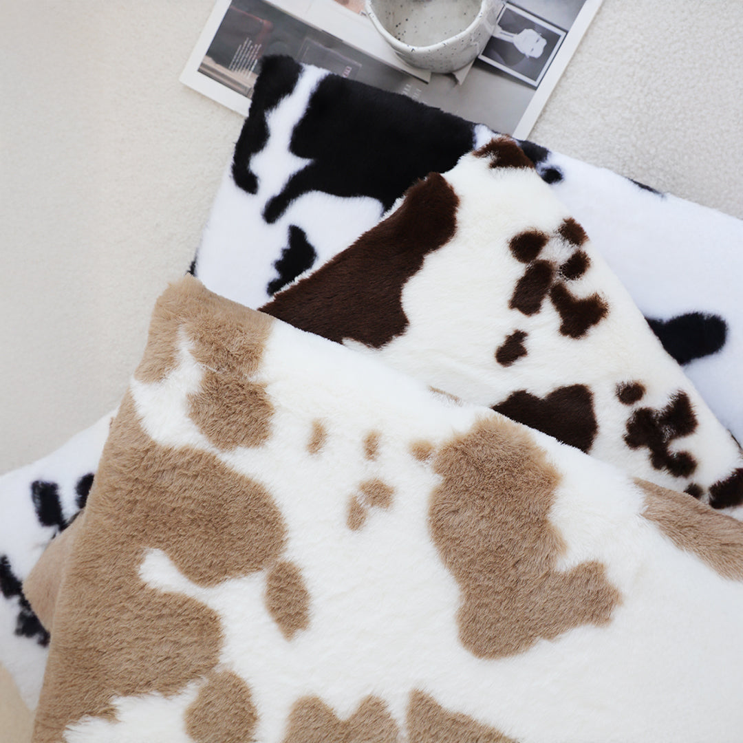 SOGA 2X 45cm Brown Cow Print Square Cushion Soft Leaning Plush Backrest Throw Seat Pillow