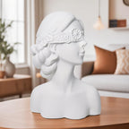 SOGA 36cm White Resin Sculpture – Blindfold Lady Bust Home Decor